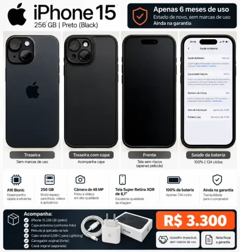 Vende-se Iphone 15 256GB