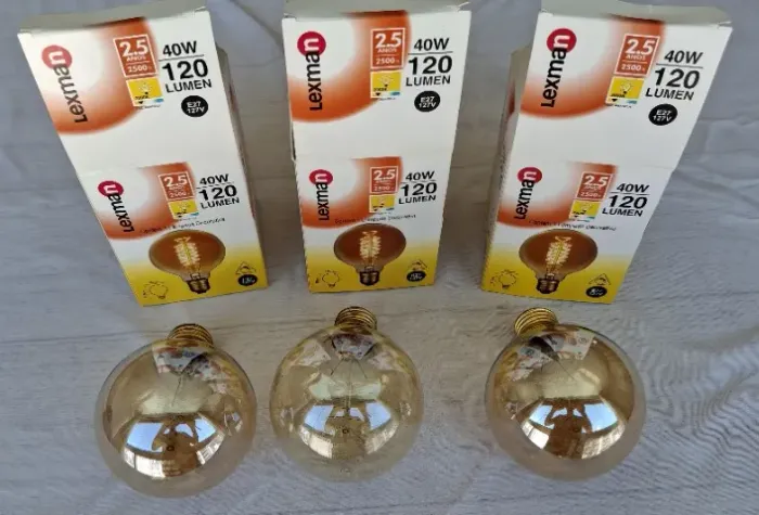 3 Lampadas Vintage Decorativa Globo F5 24 40W 2000K E27 127V LEXMAN