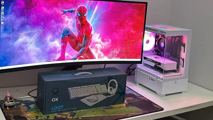 Pc gamer completo novo e garantia - r5 3400g + rx 590 + monitor + kit completo wyll infor