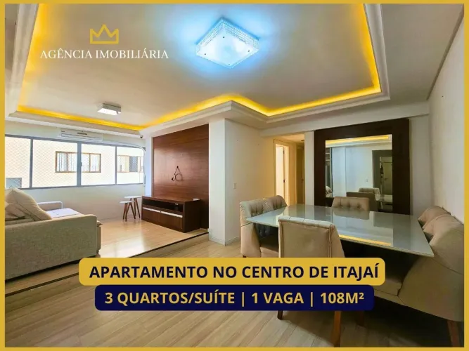 APARTAMENTO MOBILIADO - 3 QUARTOS, SENDO 1 SUÍTE - 108M², CENTRO DE ITAJAÍ