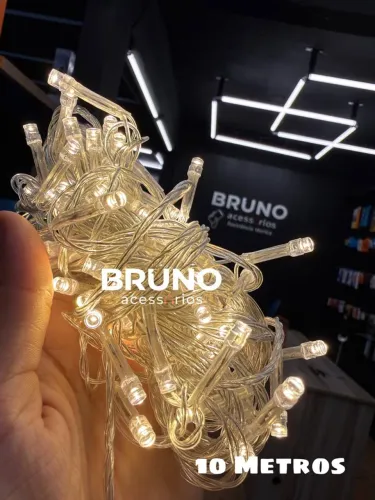 Cordão de Led decorativo pisca pisca branco quente amarelo 10 metros