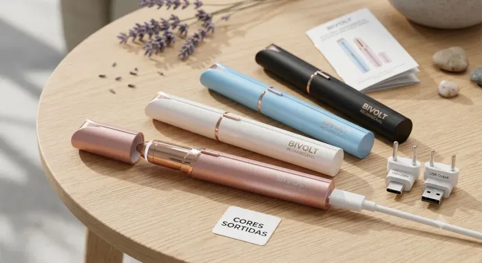 Caneta Depiladora Sobrancelha Elétrico Recarregável USB Bivolt (Cores Sortidas)
