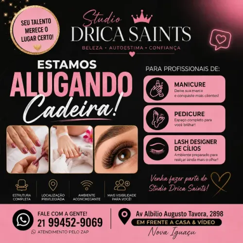 Aluga se cadeira para manicure, pedicure e designer de cílios