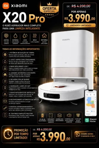 Robô Aspirador Xiaomi x20 Pro