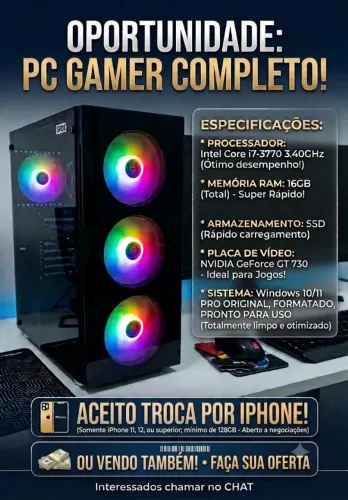 PC Gamer Completo Troco por iPhone ou Vendo