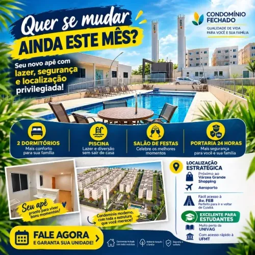 Quer se mudar rápido? Apê em Várzea Grande