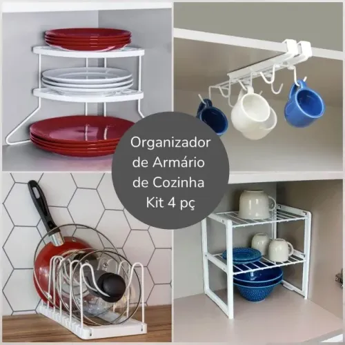 Kit Organizador De Armário De Cozinha 4 Peças NOVO + FRETE GRÁTIS
