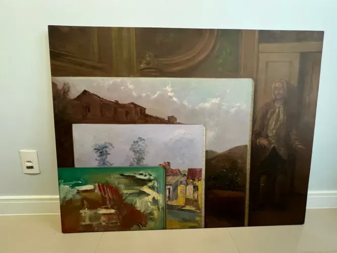Quadro grande 120x95cm Pintura Original Arte em madeira sala quarto escritório