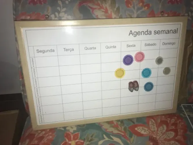 Quadro para organização semanal - escreve com piloto e tem imã