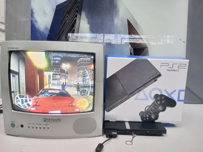 playstation 2 + tv panasonic 14 + 60 jogos