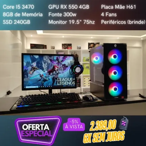 PC Gamer Core I5 3470, 8GB, GTX 750 4GB 1 Ano de Garantia.