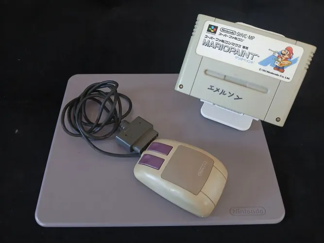Kit Mario Paint Fita + Mouse + Mouse Pad P/ Super Famicom ( Nintendo Japonês)