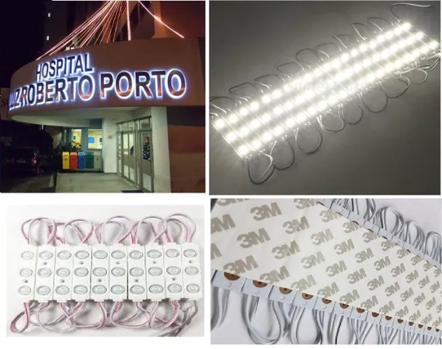Kit 100 Módulo Injetado 7025 3-led Lente 1.5w 12v B. Frio O
