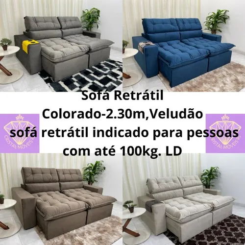 Sofá Retrátil Colorado 2.30m -  Veludão LD