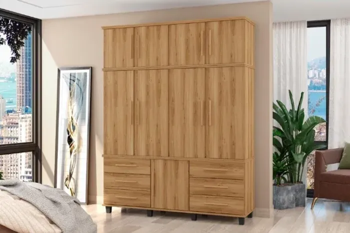 Roupeiro Triplex PR 4 Portas + 6 Gavetas! Frete e Montagem Grátis 