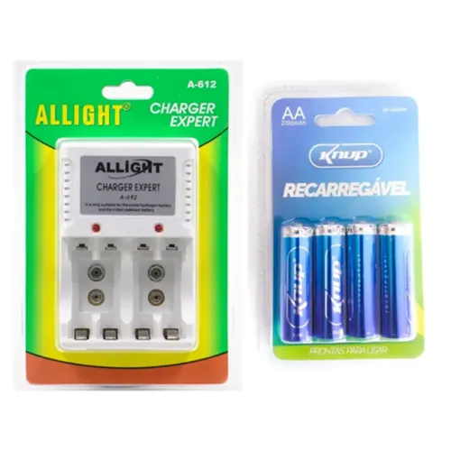 carregador + 4 pilhas recarregaveis con garantia e nota fiscal ( entregamos em recife e rm