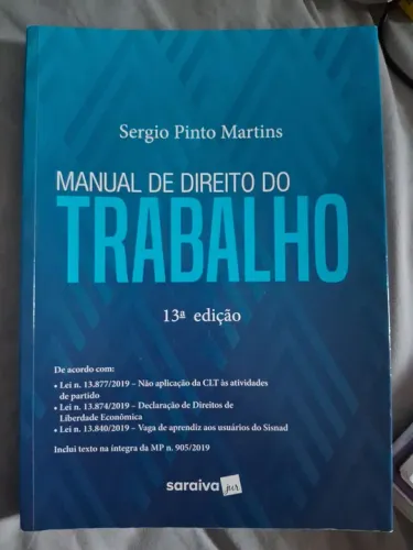 Vendo Manual de Direito do Trabalho 13ª edição - do renomado autor Sergio Pinto Martins