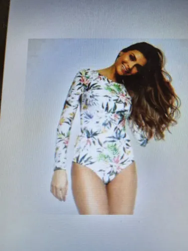 body/maio novo tradicional com folhagens e lycra branco e verde cia marítima, p