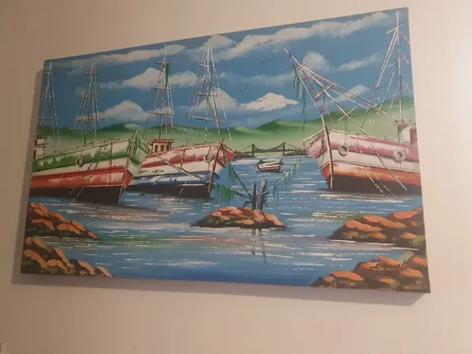 Quadro barcos da ilha
