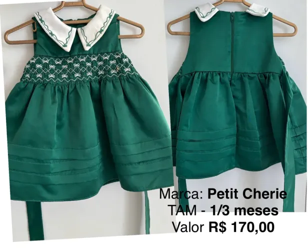 Vestido Petit Cherie Verde - 1/3 meses
