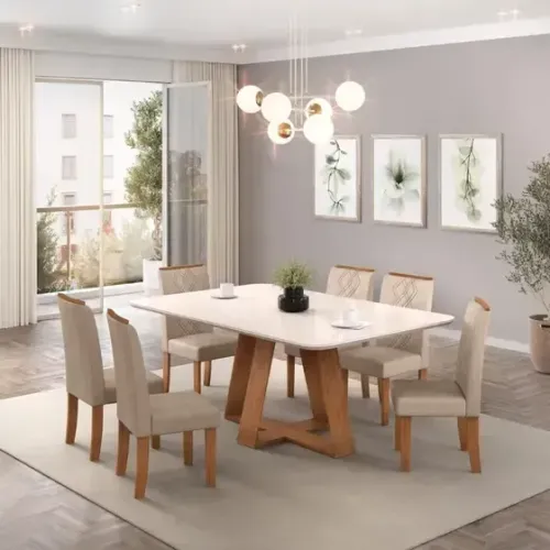 Mesa De Jantar Kiara Com 6 Cadeiras