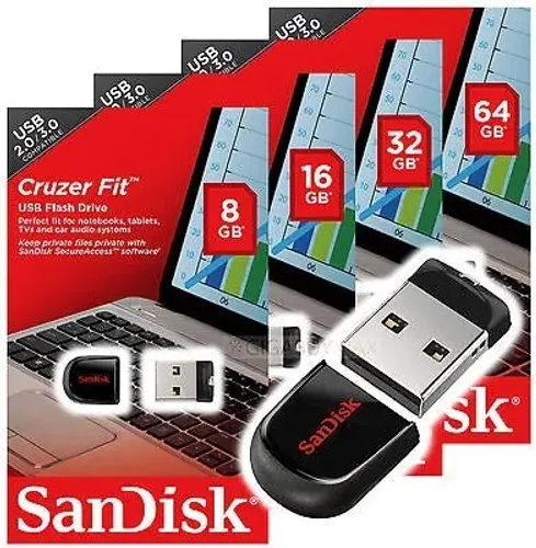 Pen Drive 16GB, 32GB ou 64GB - Sandisk - Cruzer Fit