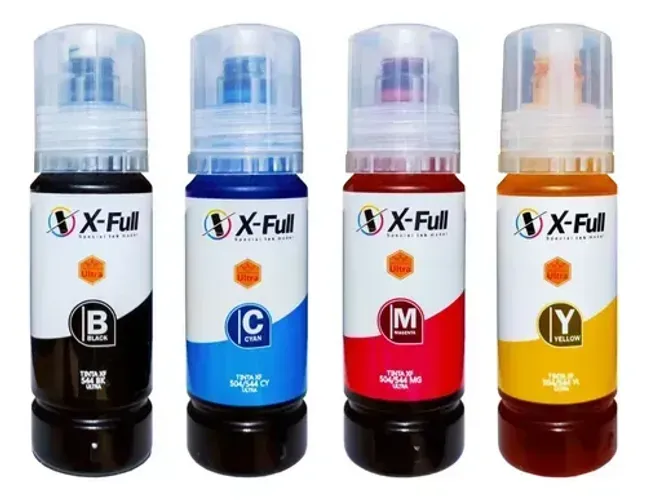 Kit Tinta Corante Compatível Epson L3110 504 544 70ml Xfull