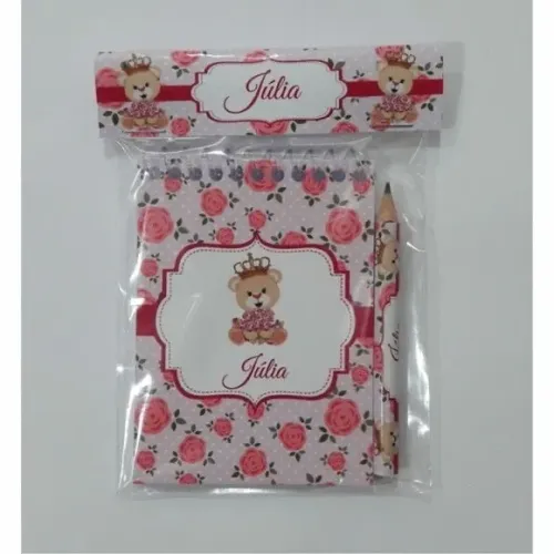 Kit Caderno, Lápis e Laço Personalizado