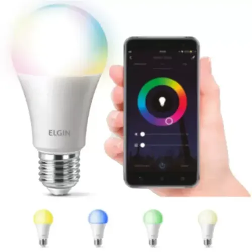 Lâmpada Smart Led  Bulbo 10w Wi-fi Inteligente Rgb Branca/colorida elgin 0745   d142