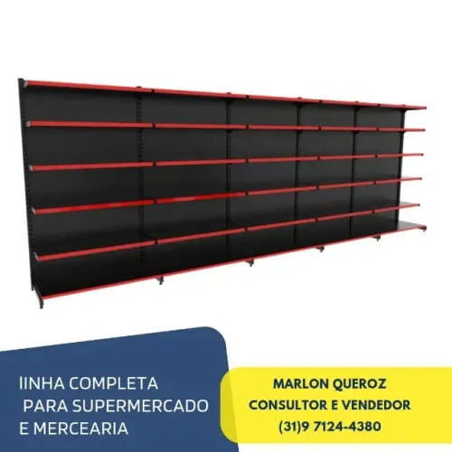 Gondola de Parede Preta Polar 6 Bandejas