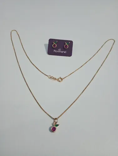 Conjunto Rommanel: Colar e Brincos de Fruta