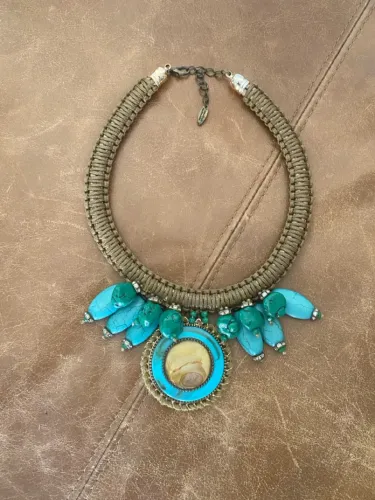 Colar Boho Chic com Pedras Turquesa