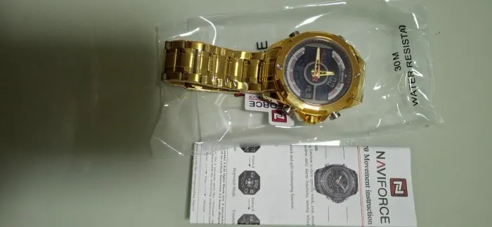 Relógio Masculino Naviforce Dourado - Novo