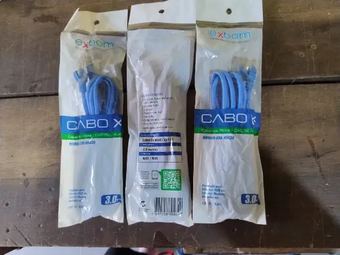 Kit c/ 03 Cabo De Rede 03 Metros Exbom Rj45 Cat5e Azul