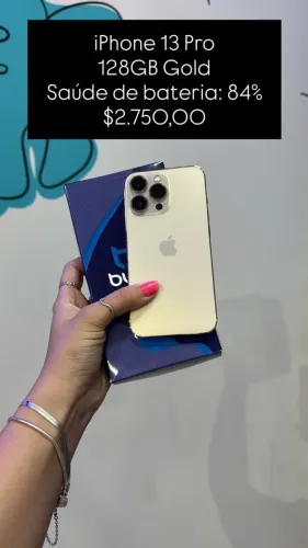 iPhone 13 Pro / 128gb Gold / Saúde de bateria: 84% / Original / Loja física / $2.750,00