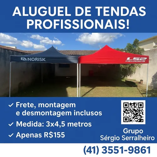 Aluguel tenda 3x4,5m FRETE grátis 