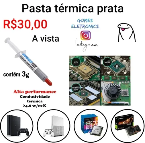 Pasta térmica prata para Video Game - Processador - Placa de Vídeo ( Loja Fisica )