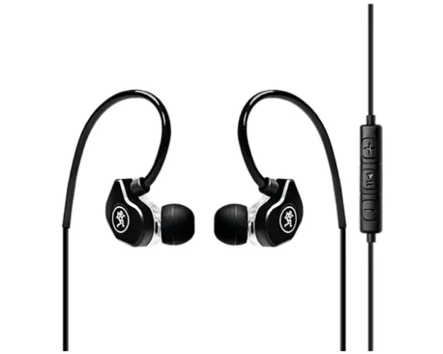Fones de ouvido profissionais com dois drivers dinâmicos, microfone e controle integrado.
