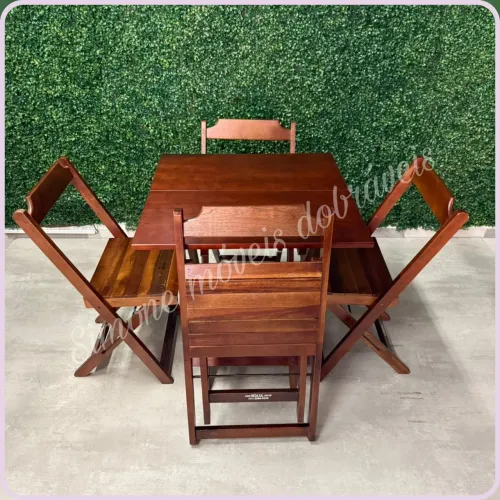 Conjunto mesa bar e restaurante com 4 cadeiras 