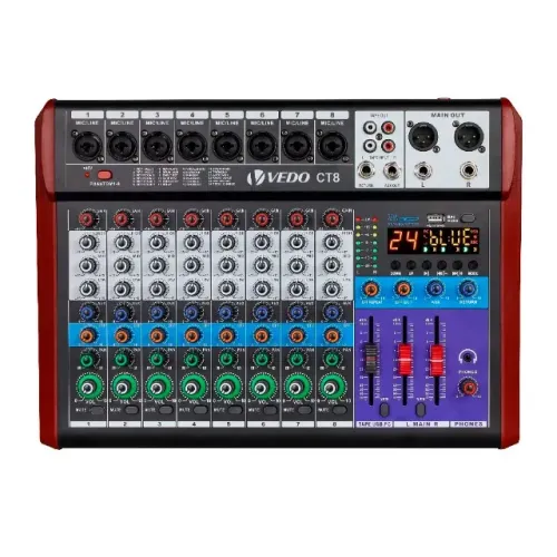 Mesa/Mixer de Som Profissional Vedo CT8 - 8 Canais - MS0101