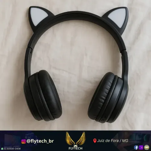 Fone de Ouvido Bluetooth com Orelhas de Gatinho - Estilo e Conforto