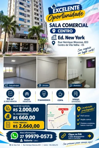 Excelente Sala Comercial, centro de Vila Velha.