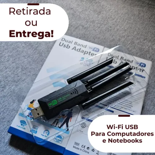 Adaptador Wifi USB 5G 2.4G 1200Mbps Dual Band 4 Antenas 802.11ac Produto Novo