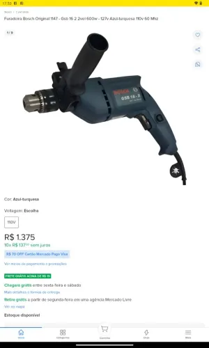 Furadeira de impacto Bosch 127V 600W-GSB 16-2 PROFISSIONAL