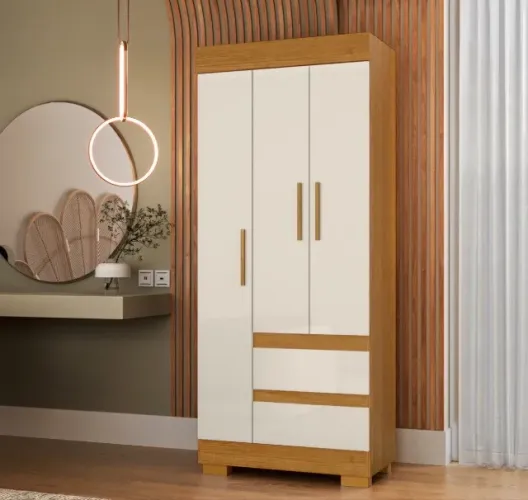 Guarda-Roupa 3 Portas Ravello 75 cm Cinamomo Off White