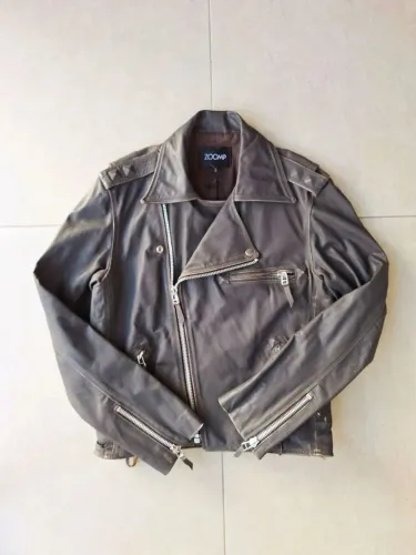 jaqueta biker perfecto original zoomp couro legítimo marrom m relíquia