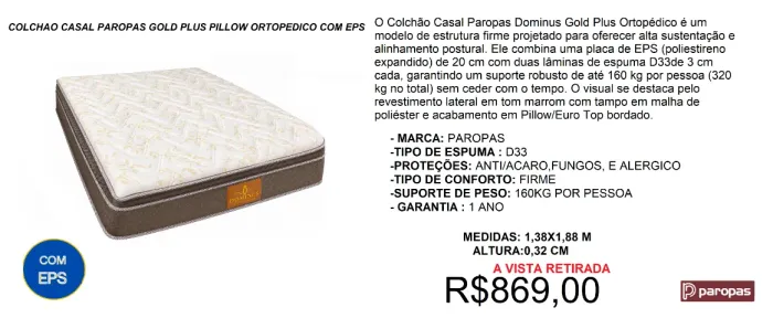 Colchão com pillow Espuma - Retire hoje mesmo!