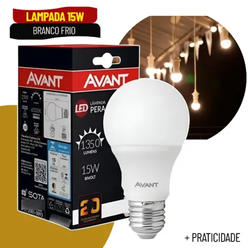 Lâmpada LED Bulbo 15W E27 Bivolt 6500K Branco Frio Alta Luminosidade - SCS80