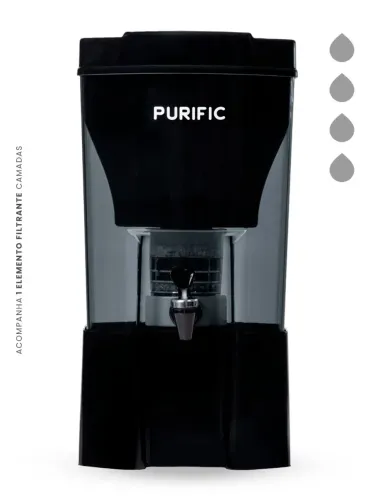 FILTRO DE ÁGUA PORTÁTIL PURIFIC NATUREZA 6LITROS REFIL 7 CAMADAS