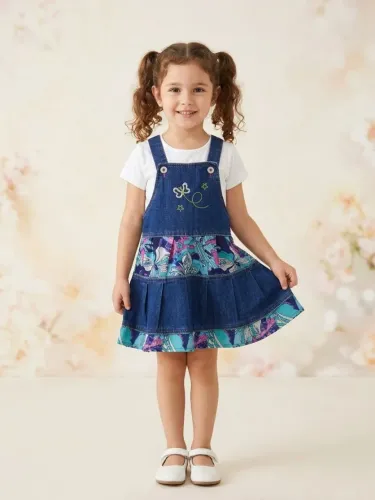 vestido infantil menina azul Tam 6